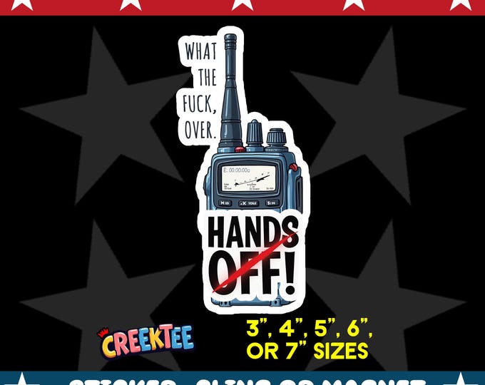 Hands Off! Protest Bumper Sticker, Magnet, Vinyl Sticker or Window Cling, UV Laminate, laptop, bottle