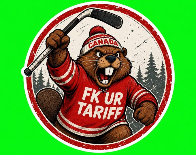 Proudly Canadian Round fk ur tariff Bumper Sticker, Magnet, Vinyl Sticker or Window Cling, UV Laminate Coating