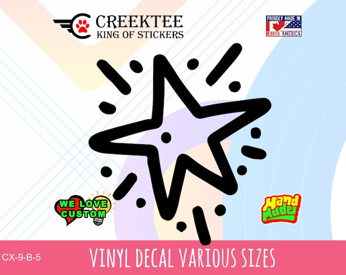 Star vinyl decal in various colors or chrome colors available. Various sizes