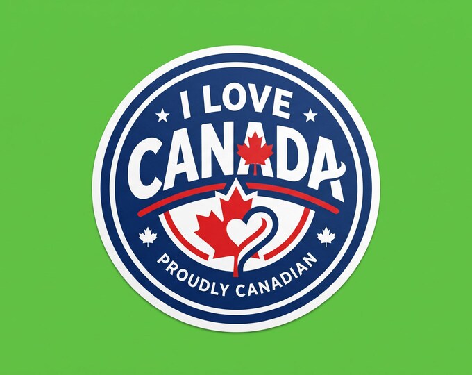 I Love Canada Bumper Sticker, Magnet, Vinyl Sticker or Window Cling, UV Laminate Coating