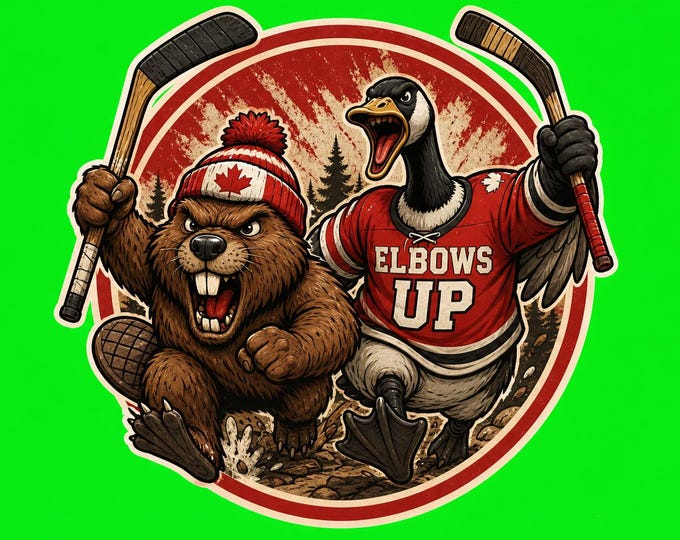 Proudly Canadian Round Elbows Up Bumper Sticker, Magnet, Vinyl Sticker or Window Cling, UV Laminate Coating