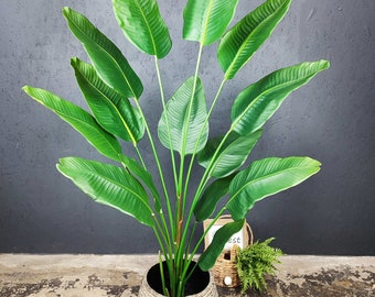 Faux Travelers Palm Tree,Artificial Silk Bird of Paradise Palm Tree Potted tree Artificial Travelers tree Silk Plant,artificial tree