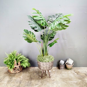 Gorgeous Tropical monstera Palm Tree Artificial Silk Plant, Green 42" high