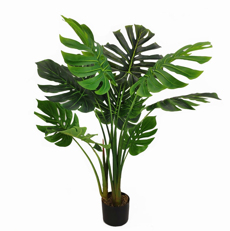 Tropical monstera Palm Tree Artificial Silk Plant Etsy