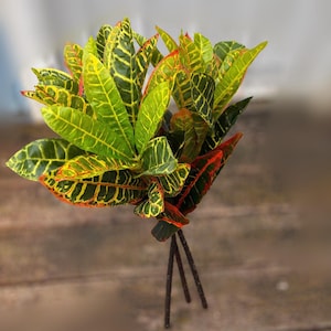 Artificial Croton Flower Branches: Tropical Paradise Decor long Stem
