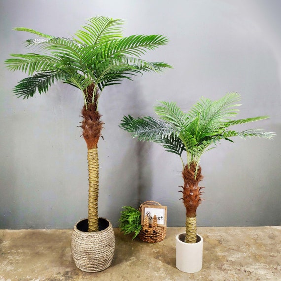 Palmera artificial, palmera falsa de 5 pies de alto en maceta, planta de  sagú tropical sintética para decoración de interiores y exteriores, planta