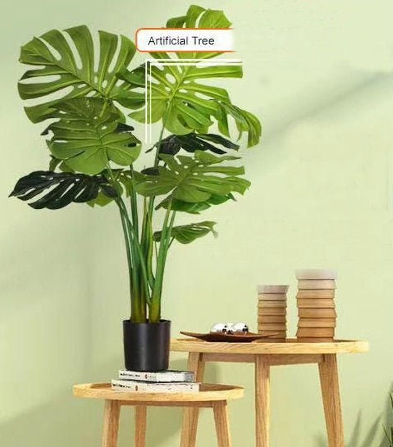 Tropical monstera Palm Tree Artificial Silk Plant Etsy