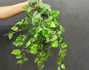 Artificial Pothos Plant: Hanging Green Scindapsus Leaves, 26" Long - Etsy