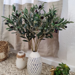 5 pcs Pack Green Olive Branch with Fruits leaves spray foliage branch Fake Leaves Branch for Home Office Crafts Decoration Artificial Plants