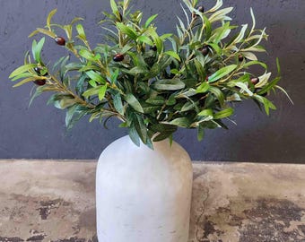 Green Olive Branch with Fruits leaves spray foliage branch Fake Leaves Branch for Home Office Crafts Decoration Artificial Plants