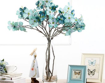 Silk Dogwood Flower Branch: Faux Cornus Stem, Home Wedding Decor (Set of 5)