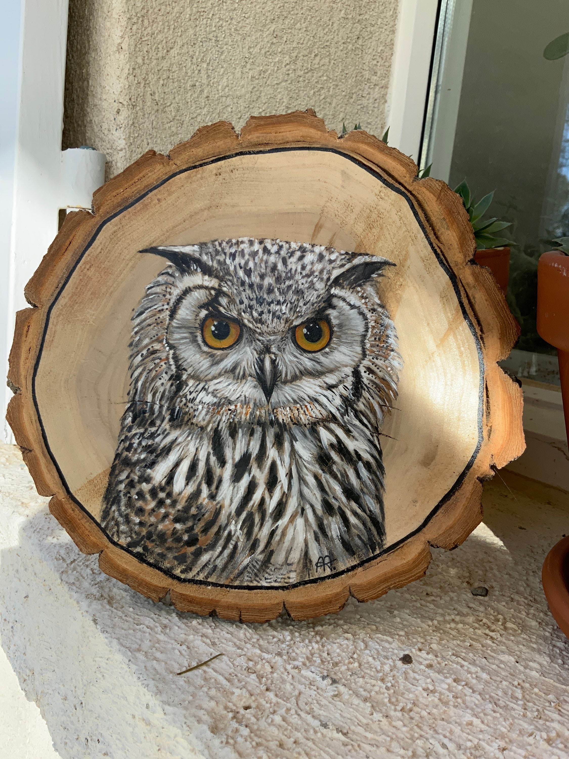 Hibou Peint sur Bois