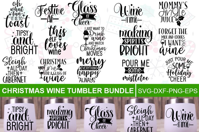 Download Christmas Wine Tumbler Bundle SVG Wine Svg Wine Lovers ...