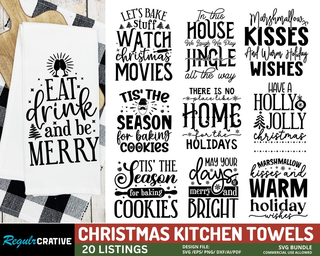Christmas Kitchen Towels Svg Bundle, Christmas Svg Bundle, Apron Baking Quotes SVG, Christmas