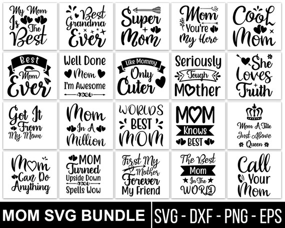 Download Mom Shirt Bundle Of 20 Svg Eps Dxf Png Files For Cutting Etsy