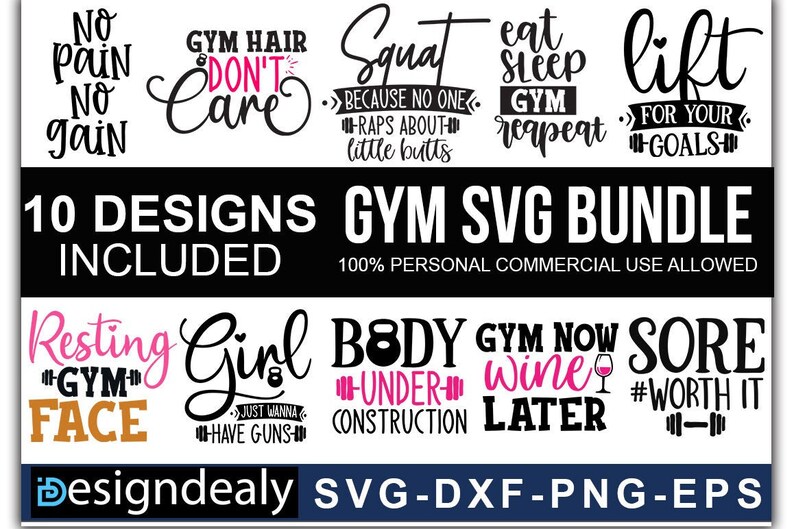 Download Gym Quotes SVG Bundle Barbell svg workout svg sport svg | Etsy