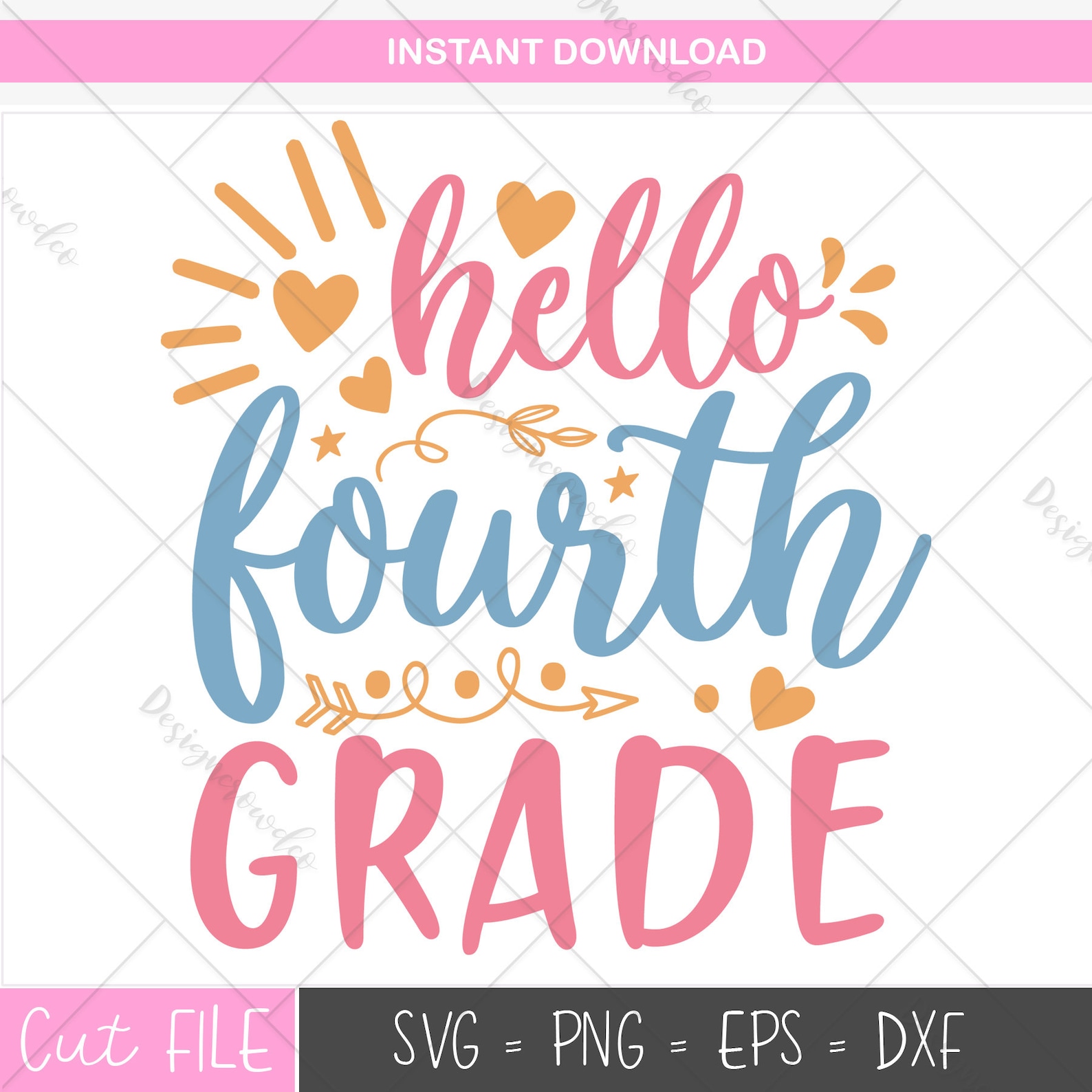 Hello 4th Grade svg Hello Fourth Grade svg 4th Grade svg | Etsy
