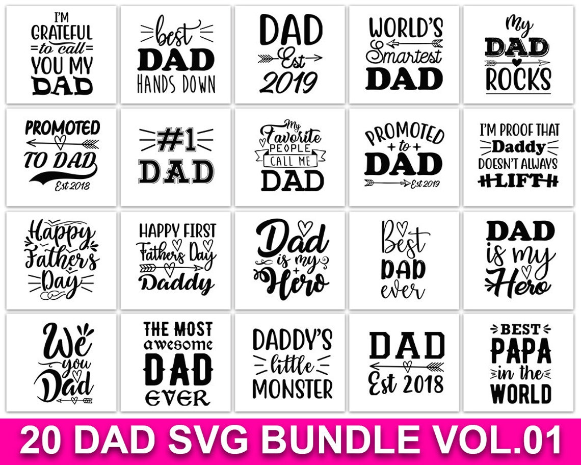 Dad svg Bundle of 20 svg eps dxf png Files for Cutting | Etsy