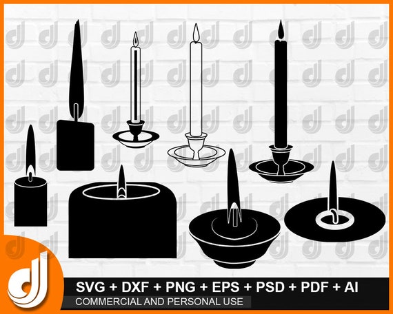 Candle Svg Bundle Lighted Candle Svg Christmas Candle Etsy