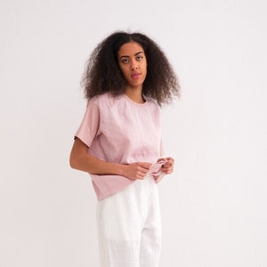 Linen Top for Women, Oversized Linen T-SHIRT