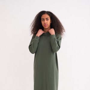 Women Dress, Cotton Dress, Hooded Dress, Cotton Maxi Dress