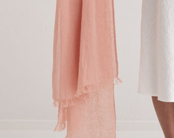 Natural Linen Scarf, Pure Linen Scarves, Trending Item, Fringed Scarf, Linen Gift