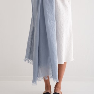 Natural Linen Fringed Scarf, Pure Linen Scarves, Trending Item, Fringed Scarf, Linen Gift