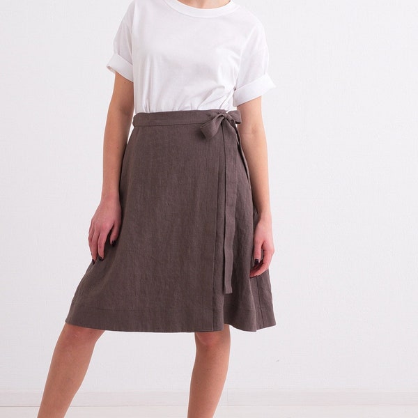 Linen Skirt, Wrap Reversible Midi Vintage Linen Skirt, Skirt For Women,