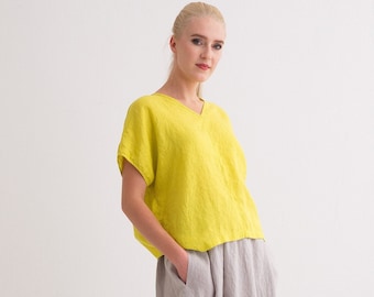 Linen Top, Linen Shirt Women. Oversized Linen Tunic Top.