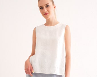 Linen Top, Linen Tank Top, Sleeveless Linen Top for Women