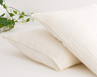Funda de almohada de lino, funda de almohada de lino, funda de cojín de lino, almohada de tiro de lino, almohada de cama de lino suave, funda de almohada de lino lavado