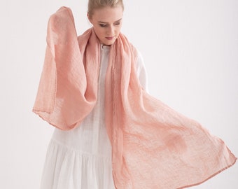 Washed Linen Scarf: Lightweight Flax Shawl, Handmade