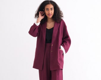 Leinenjacke, lose Leinenjacke, Sommerleinenjacke, natürlicher Leinenblazer für Frauen