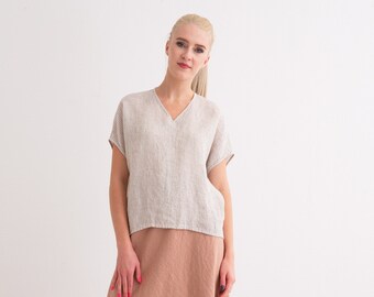 Haut en lin, chemise en lin pour femme. Tunique oversize en lin.