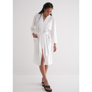 EcoconLINEN Womens Robe Cotton Jersey Bath Robe
