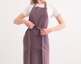 Washed Linen Apron, Classic Linen Apron, Kitchen Apron, Linen Pinafore Apron