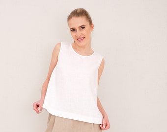 Linen Top, Linen Tank Top, Sleeveless Linen Top