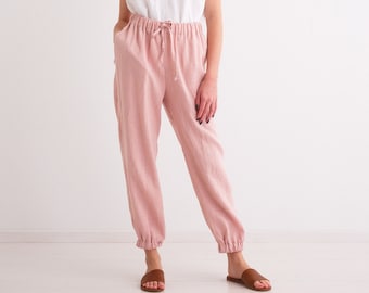 Women Linen Trousers, Softened, Washed Linen Women's Pants