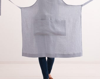 Full Linen Apron, Classic Linen Apron, Kitchen Apron, Linen Pinafore Apron