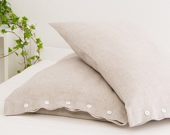 Linen Pillow Cover With Buttons, Linen Pillowcase, Linen Cushion Cover, Linen Throw Pillow, Soft Linen Bed Pillow
