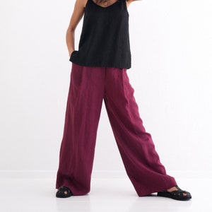 Women Linen Trousers, Wide Linen Pants. Softened, Washed Linen Women&#39;s Pants