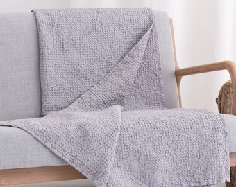 Linen Throw Blanket, Throw Blanket Cotton Linen blend Bedspread Coverlet