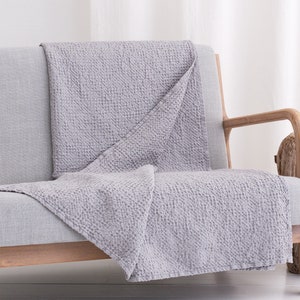 Linen Throw Blanket, Throw Blanket Cotton Linen blend Bedspread Coverlet