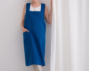 Linen Apron, Japanese Style Linen Apron, Cross Back Linen Apron