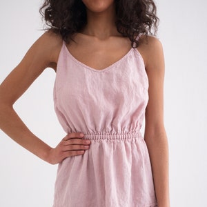 Linen slip dress, Linen Strap Dress With Ruffle , Linen dress for women, Linen strap dress image 3