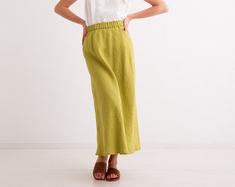 Linen Skirt, Linen Midi Skirt, Femine and Elegant A Line Long Linen Skirt