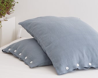 Linen Pillow Cover With Buttons, Linen Pillowcase, Linen Cushion Cover, Linen Throw Pillow, Soft Linen Bed Pillow, Washed Linen Pillowcase