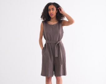 Linen Jumpsuit, Sleeveless Linen Jumpsuit, Linen Overall, Linen Romper