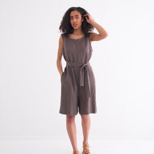 Linen Jumpsuit, Sleeveless Linen Jumpsuit, Linen Overall, Linen Romper