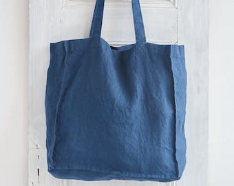 LINEN TOTE BAG - Organic Tote Bag - Linen Shoulder Bag - Pure Linen Tote Bag - Linen Shopping Bag - Reusable Tote Bag